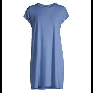 Eileen fisher purple blue short sleeve shift dress
